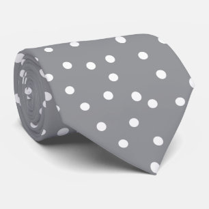 Elegant Gray White Polka Dots Pattern Groom Gift Neck Tie