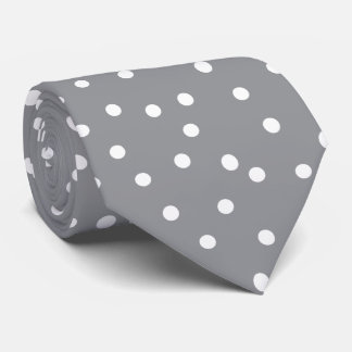 Elegant Gray White Polka Dots Pattern Groom Gift   Neck Tie