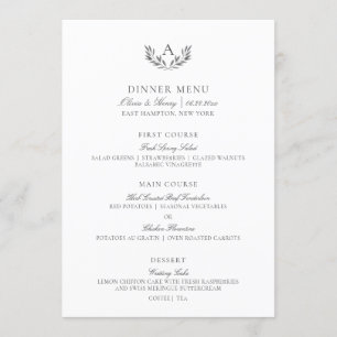Elegant Gray White Reception Thank You & Wedding Menu