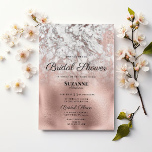 Elegant gray white rose gold marble Bridal Shower Invitation