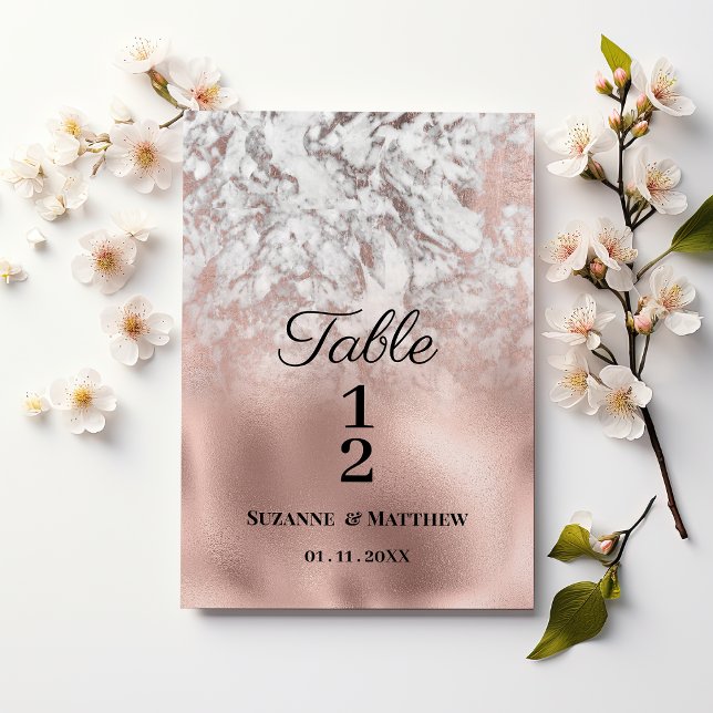 Elegant gray white rose gold marble Table Numbers (Elegant gray white rose gold marble Table Numbers)