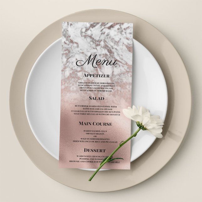 Elegant gray white rose gold marble Wedding Menu (Elegant gray white rose gold marble Wedding Menu )