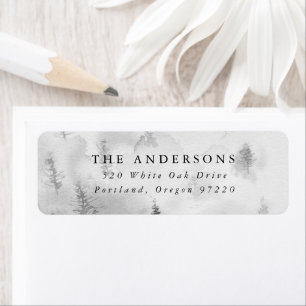 Elegant Gray Winter Forest Return Address Label