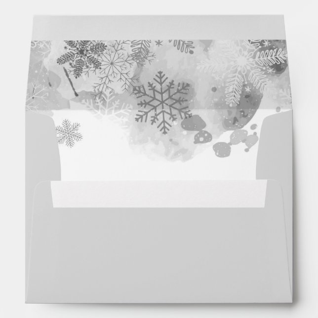 Elegant Gray Winter Snowflakes 5x7 Envelope (Back (Bottom))