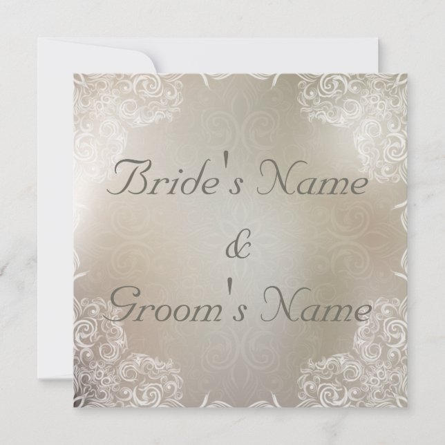 Elegant Gray with White Swirls Wedding Invitation (Front)