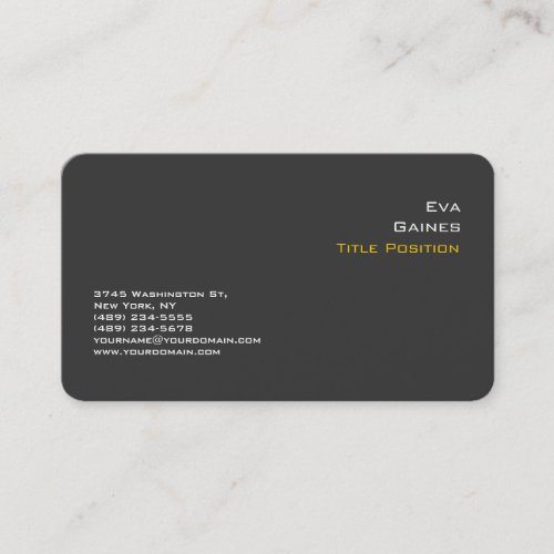 Elegant Gray Yellow Professional Modern Business Card