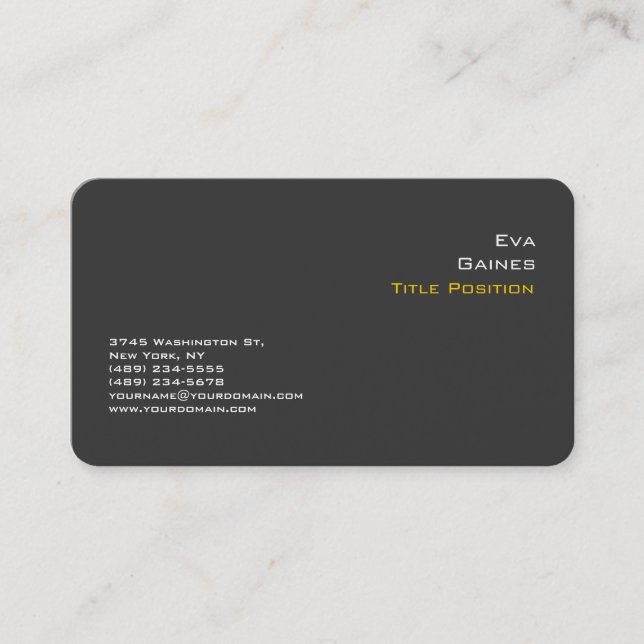 Elegant Gray Yellow Professional Modern Business Card (Front)