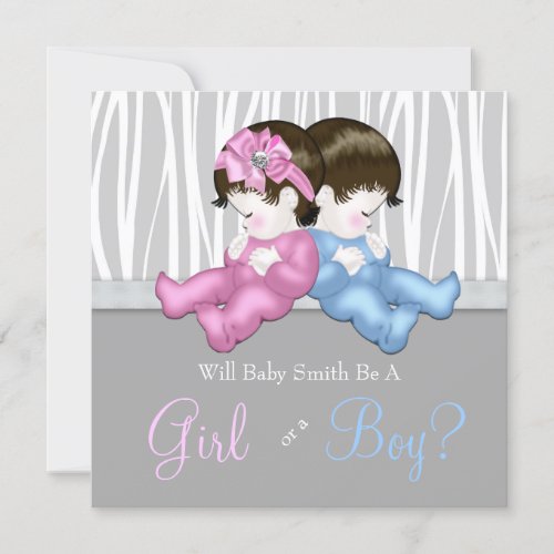 Elegant Gray Zebra Gender Reveal Shower Announcement