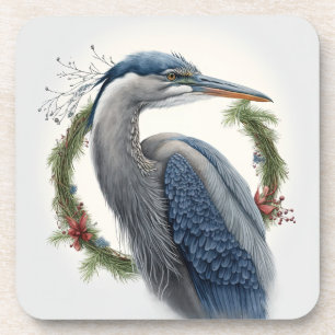 Elegant Great Blue Heron Holidays/Christmas Beverage Coaster