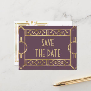 Elegant Great Gatsby Art Deco Save the Dates  Announcement Postcard