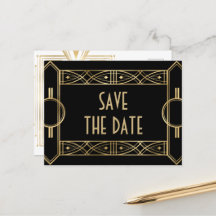 Elegant Great Gatsby Art Deco Save the Dates