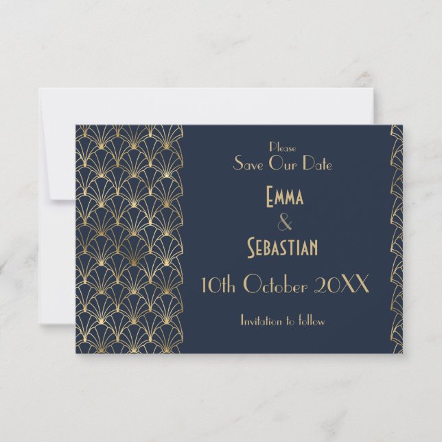 Elegant Great Gatsby Art Deco Save the Dates Save  Save The Date (Front)