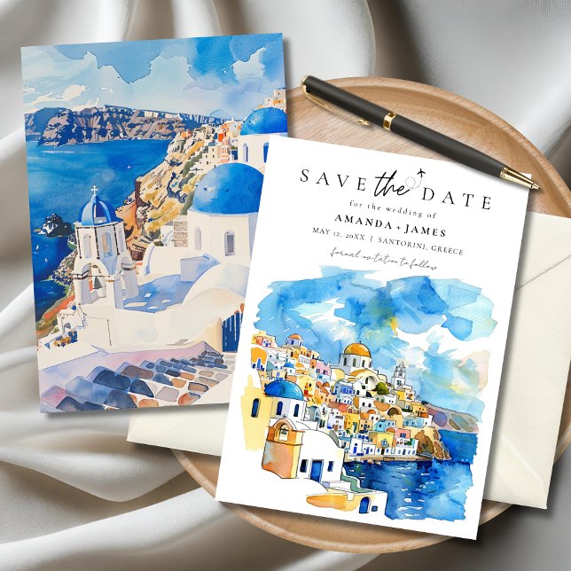 Elegant Greece Destination Wedding Save the Date Invitation (Creator Uploaded)