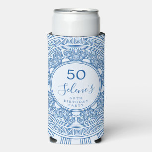 Elegant Greek birthday party with custom colors Seltzer Can Cooler