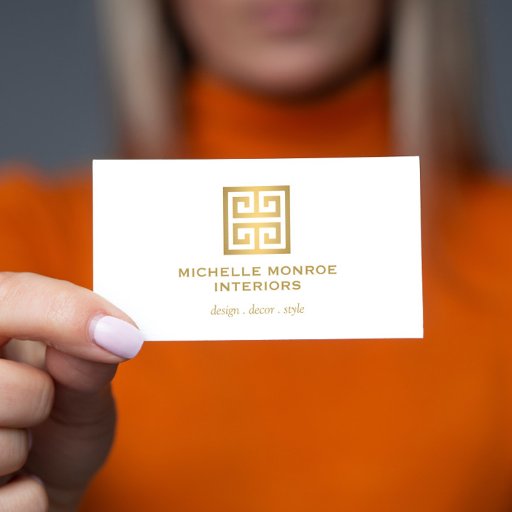 Customizable Greek Key Interior Designer III Business Card
