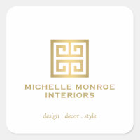 Elegant Greek Key Designer Logo Gold/White
