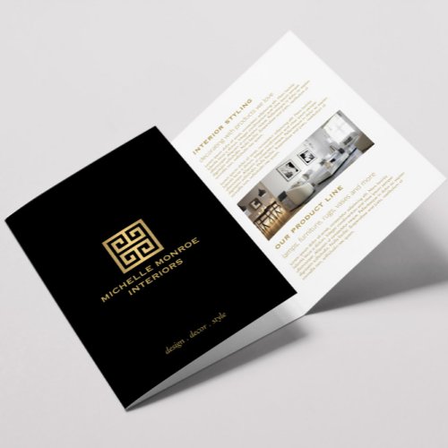 Elegant Greek Key Logo Black Real Estate Brochure