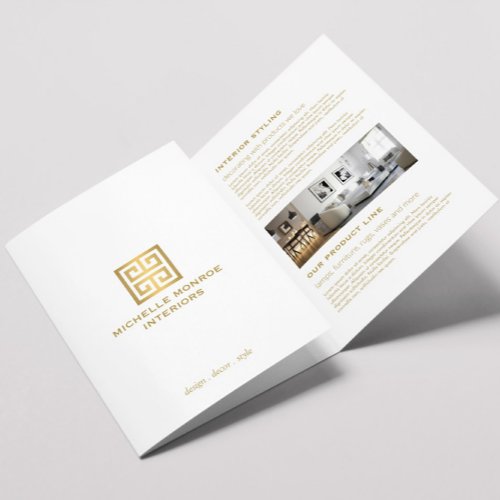 Elegant Greek Key Logo White Real Estate Brochure