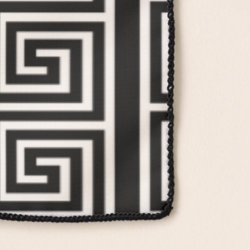 Elegant greek key meander black  white print long scarf