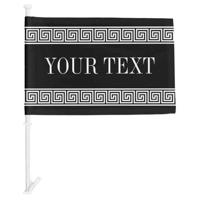 Elegant greek key meander border custom car flag (Front)