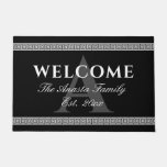 Elegant Greek key meander border welcome doormat