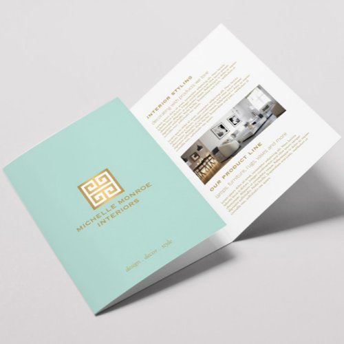 Elegant Greek Key Mint Interior Design Brochure