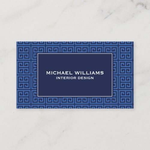 Elegant Greek Key Pattern in BlueDark Blue Business Card