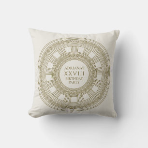Elegant Greek or Roman birthday party with pattern Throw Pillow