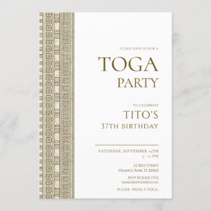 Elegant Greek or Roman toga birthday party Invitation