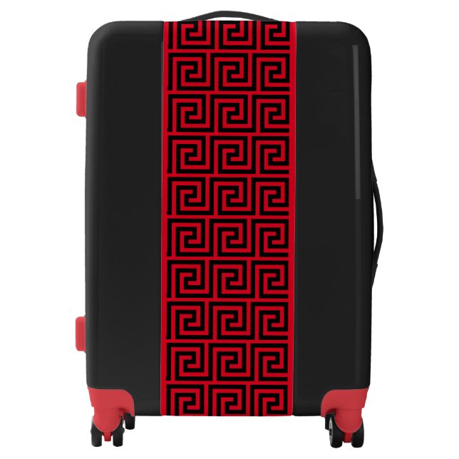Elegant Greek Pattern on Black and Red Luggage (Front)