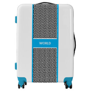 Elegant Greek Pattern on Black and White Luggage