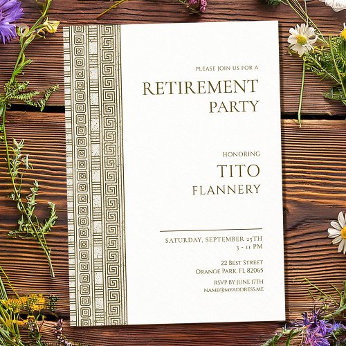 Elegant Greek retirement party Invitation
