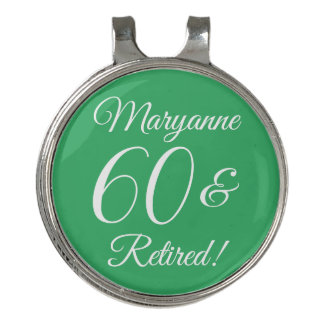 Elegant Green 60 & Retired Retirement Party Golf Hat Clip