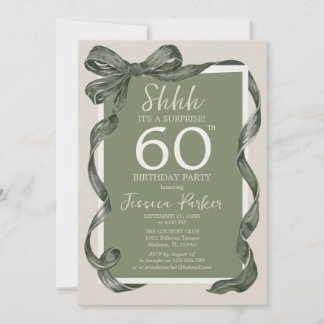 Elegant Green 60th Birthday Surprise Party Invitation