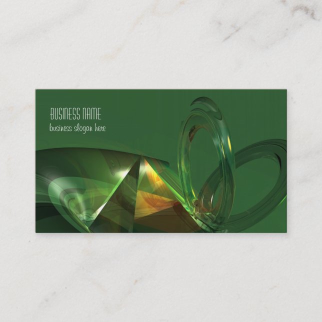 Elegant Green Abstract 3D Fantasy Business Card (Front)