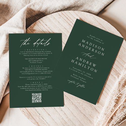 Elegant Green All In One QR Code Wedding Invitation