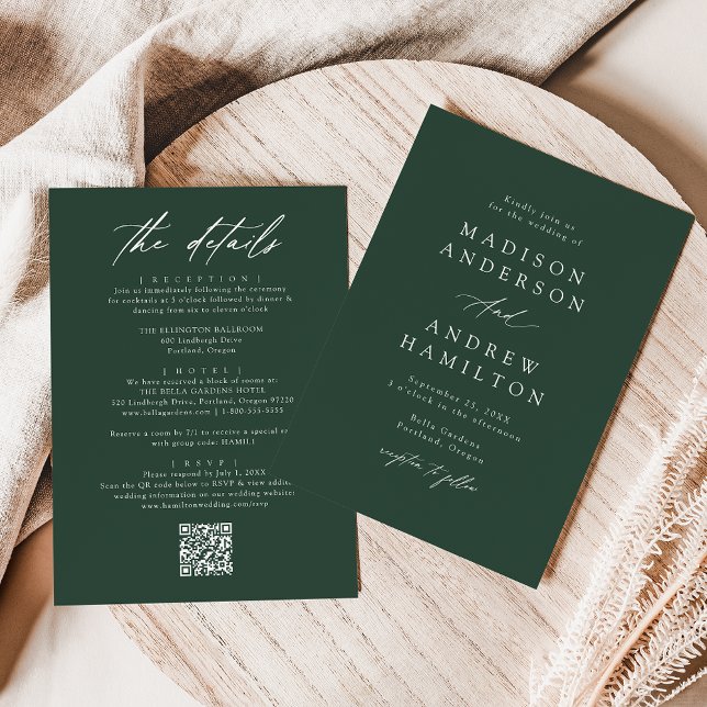 Elegant Green All In One QR Code Wedding Invitation (Creator Uploaded)
