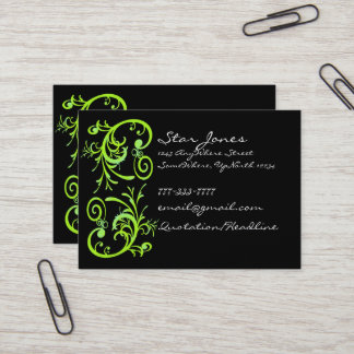 Elegant Green and Black Swirl Business Card