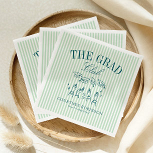 Elegant Green and Blue Grad Club Graduation Napkins
