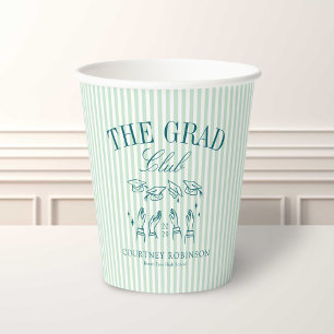 Elegant Green and Blue Grad Club Graduation Paper Cups