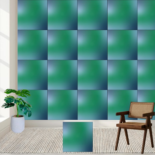 Elegant Green and Blue Gradient Abstract  Ceramic Tile (Elegant Green and Blue Gradient Abstract Ceramic Tile)