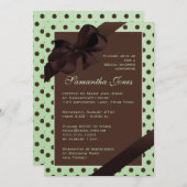 Elegant Green and Brown Polka Dot Bridal Shower Invitation (Front/Back)