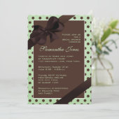 Elegant Green and Brown Polka Dot Bridal Shower Invitation (Standing Front)