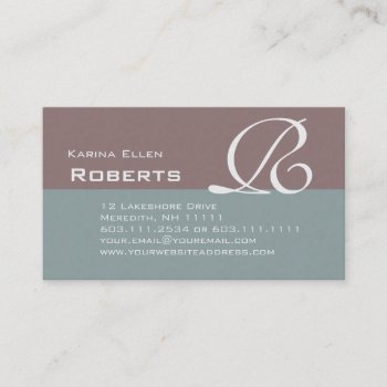 Elegant Green And Brown Textured Monogram Classic Business Card by VillageDesign at Zazzle