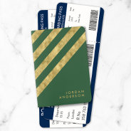 Elegant Green And Corner Faux Gold Stripes Name Passport Holder at Zazzle