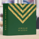 Elegant Green and Faux Gold Chevron Name Binder<br><div class="desc">Elegant binder featuring faux gold chevron pattern against a green background that you can personalize with your name. Great for office or school. Personalize it by replacing the placeholder text. For more options such as to change the font and its size click the "Customize" button. *Please note that the Zazzle...</div>