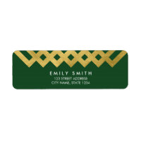 Elegant Green and Faux Gold Geometric Address Label