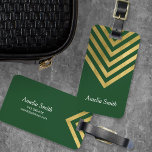 Elegant Green and Faux Gold Geometric Luggage Tag<br><div class="desc">Stay stylish on-the-go with this green luggage tag featuring an elegant faux gold geometric design. Personalize this tag with your information and for more options such as to change the font and it's size click the "Customize it" button. *Please note that the Zazzle Watermark that appears in the zoom preview...</div>