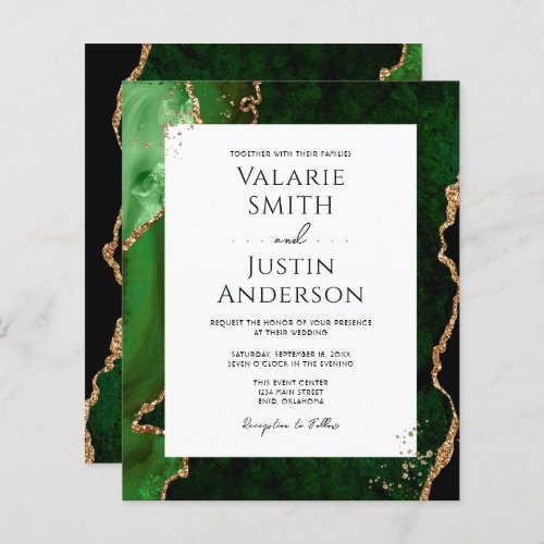 Elegant Green and Gold Agate Stone Budget Wedding 