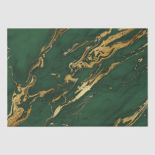 Elegant Green and Gold Autumn Fall Marble Stone Tissue Paper